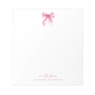 Trendy Coquette Strik Roze m/ Naam Notitieblok