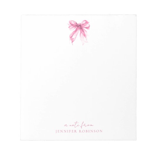 Trendy Coquette Strik Roze m/ Naam Notitieblok (Voorkant)