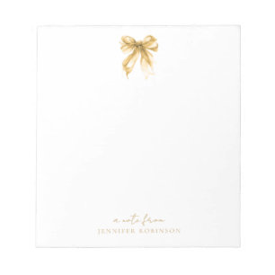 Trendy Coquette Strikje Goud m/ Naam Notitieblok