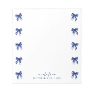 Trendy Coquette Strikjes Navyblauw met Naam Notitieblok