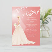 Trendy Coral BLONDE Bride Vrijgezellenfeest Invite Kaart (Staand voorkant)