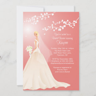Trendy Coral BLONDE Bride Vrijgezellenfeest Invite Kaart