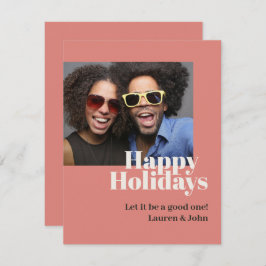 Trendy Coral Bold Script Foto  Feestdagenkaart