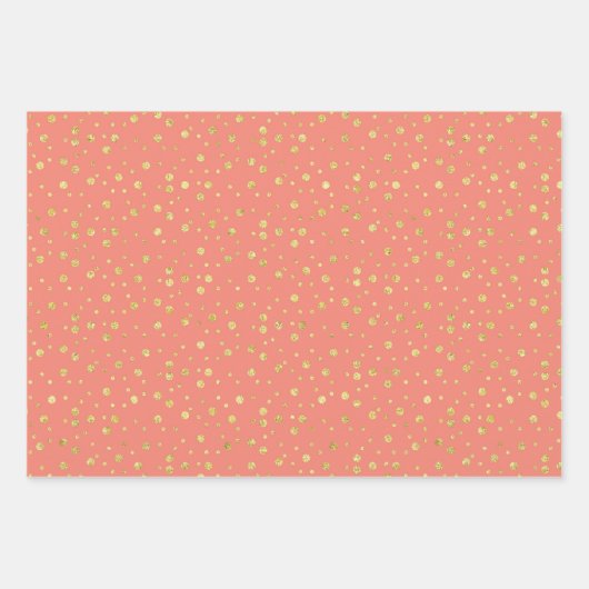 Trendy Coral en Gold Pattern Inpakpapier Vel (Voorkant 2)