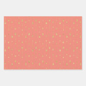 Trendy Coral en Gold Pattern Inpakpapier Vel (Voorkant)