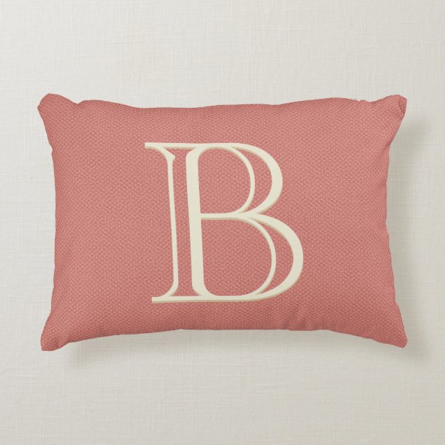 Trendy Coral gepersonaliseerd monogrammed Decorati Accent Kussen (Voorkant)