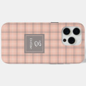 Trendy Coral Grey iPhone Hoesje Transparant Monogr (Achterkant (horizontaal))
