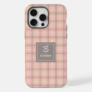 Trendy Coral Grey iPhone Hoesje Transparant Monogr 15 Pro Max Case