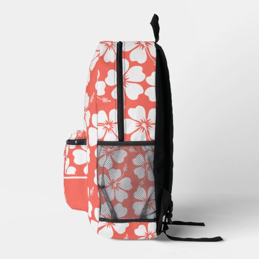Trendy Coral Hibiscus Pattern Bedrukte Rugzak (Rechts)
