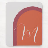 Trendy Coral Magenta Roze Boog met Monogram Muismat (Voorkant)