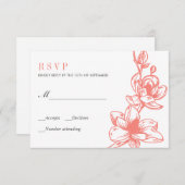 Trendy Coral Magnolia Bloemen Bloemen | Bruiloft R RSVP Kaartje (Voorkant / Achterkant)