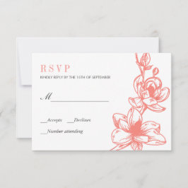 Trendy Coral Magnolia Bloemen Bloemen | Bruiloft R RSVP Kaartje