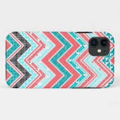Trendy Coral, Mint, White en Black Chevron Case-Mate iPhone Case (Achterkant (horizontaal))