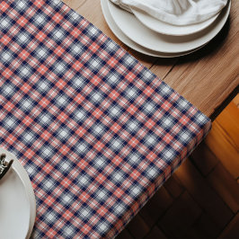 Trendy Coral Navy Slanke Tartan voor dagelijks din Lange Tafelloper