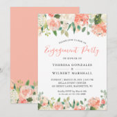 Trendy Coral Peach Bloemenverlovingsfeest Kaart (Voorkant / Achterkant)