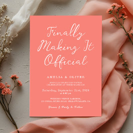 Trendy Coral Pink Script calligraphy Modern Weddin Kaart