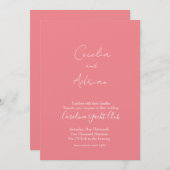 Trendy Coral Wedding Invitation Kaart (Voorkant / Achterkant)