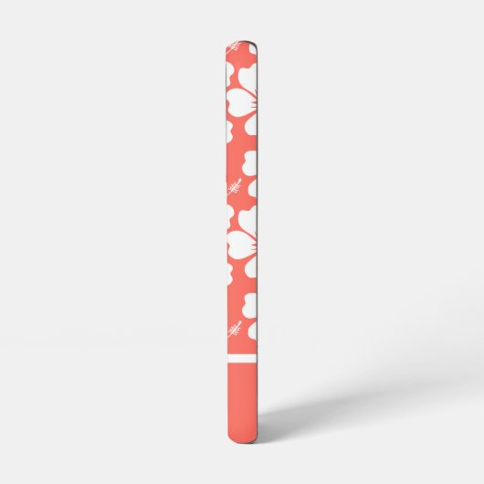 Trendy Coral White Hibiscus Pattern Samsung Galaxy Hoesje (Linkerkant)