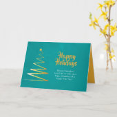 Trendy Corporate Blauwgroen- en Gold-kerstfeestdag Kaart (Gele Bloem)