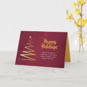 Trendy Corporate Burgundy & Gold Kerstfeestdag Kaart (Gele Bloem)