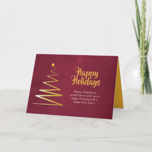 Trendy Corporate Burgundy & Gold Kerstfeestdag Kaart