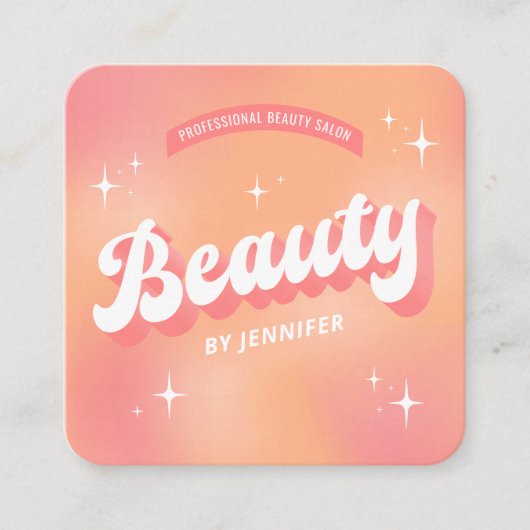 Trendy Cosmetoloog Lashes Retro Girly Beauty Vierkante Visitekaartje (Voorkant)