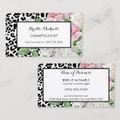 Trendy Cosmetoloog Leopard Print Pink Floral Visitekaartje (Voorkant / Achterkant)