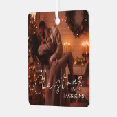 Trendy Couple Christmas Photo Metal Ornament  (Voorkant links)