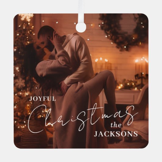 Trendy Couple Christmas Photo Metal Ornament  (Voorkant)