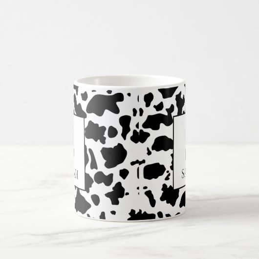 Trendy Cow Print Monogram Initial Name Mug Koffiemok (Center)