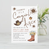 Trendy Cowgirl Disco Glitter Bachelorette Party Kaart (Staand voorkant)