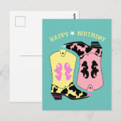 Trendy Cowgirl Western Laarzen Ranch Cowboy Verjaa Briefkaart (Voorkant / Achterkant)