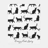 Trendy Crazy Cat Lady Black Cat Silhouettes Fleece Deken (Voorkant)