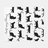 Trendy Crazy Cat Lady Black Cat Silhouettes Fleece Deken (Voorkant (Horizontaal))