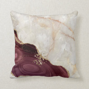 Trendy Cream Burgundy Marble Stone Texture Kussen
