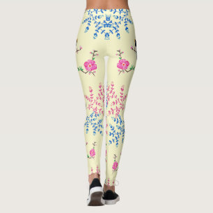 Trendy Cream Floral Flowers Natuur Birds Leggings