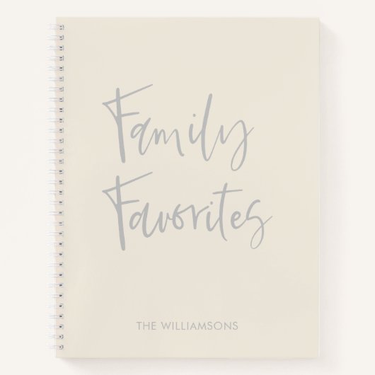 Trendy Cream White Script Cooking Family Recipe Notitieboek (Voorkant)