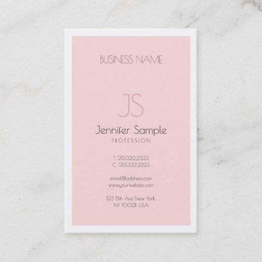 Trendy Creatief Monogram Design Strak Gewone Luxe Visitekaartje (Voorkant)