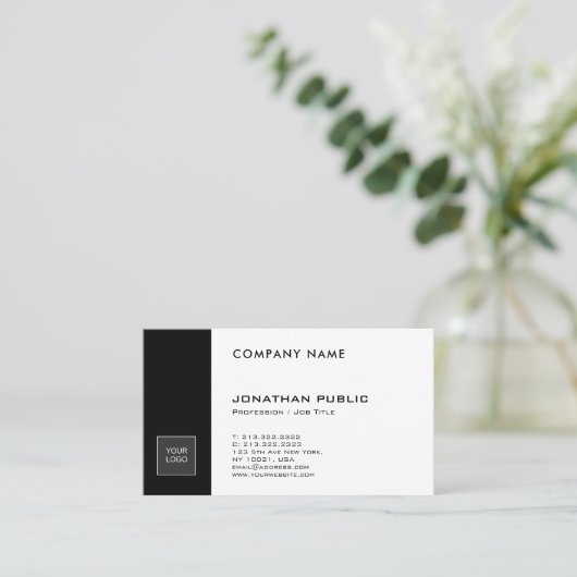 Trendy Creative Black White, stijlvol Logo design Visitekaartje (Staand voorkant)