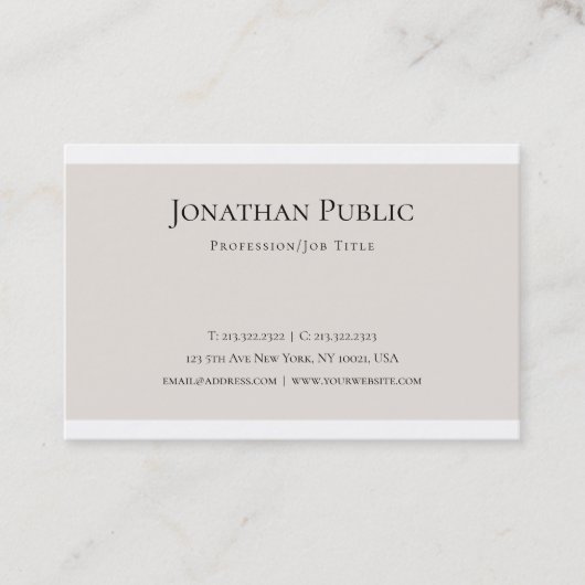 Trendy Creative Clean Design Modern Plain Luxe Visitekaartje (Voorkant)