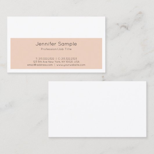 Trendy Creative Design Modern Slank Plain Luxe Visitekaartje (Voorkant / Achterkant)