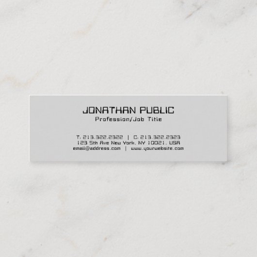 Trendy Creative Design Monogram Minimalist Plain Mini Visitekaartje (Achterkant)