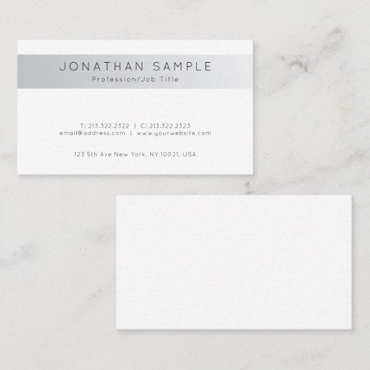 Trendy Creative Minimalistical Silver Modern Desig Visitekaartje (Voorkant / Achterkant)