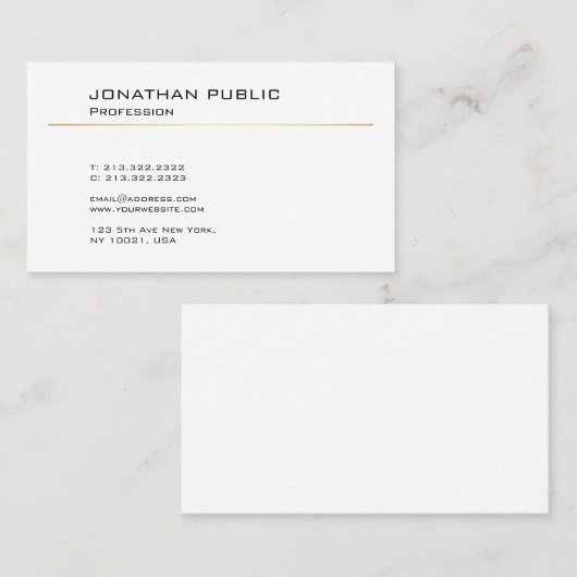 Trendy Creative Modern Design Minimalist Plain Visitekaartje (Voorkant / Achterkant)