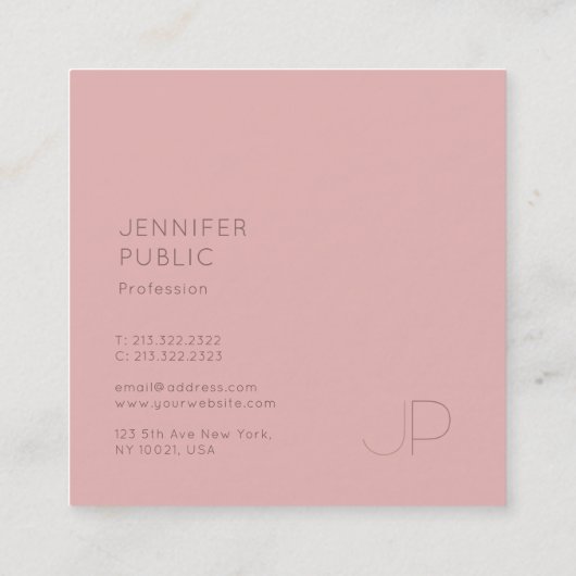 Trendy Creative Modern Monogram Sjabloon Luxe Vierkante Visitekaartje (Achterkant)