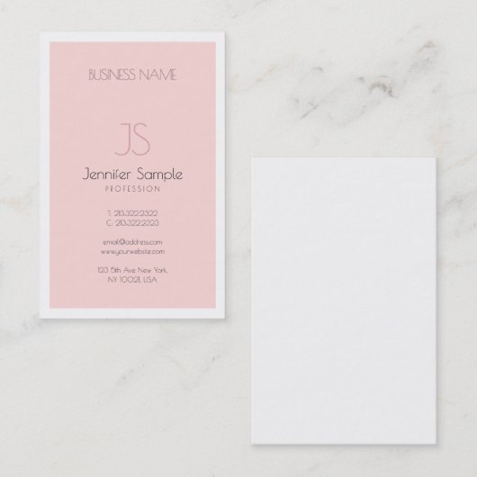 Trendy Creative Monogram Design Sleek Plain Luxe Visitekaartje (Voorkant / Achterkant)