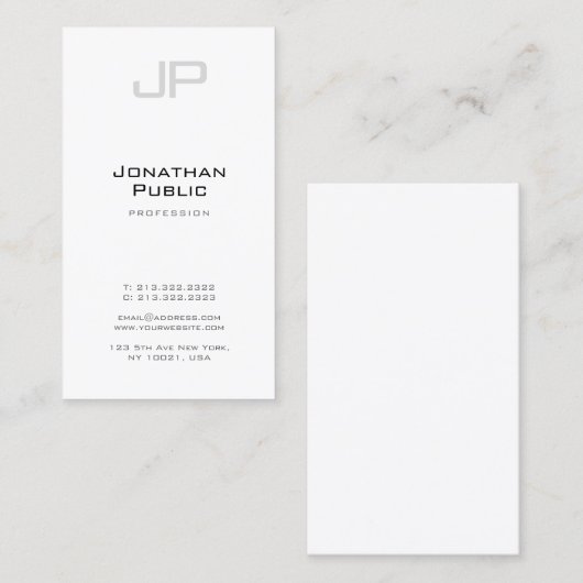 Trendy Creative Monogram Professional Clean Plain Visitekaartje (Voorkant / Achterkant)