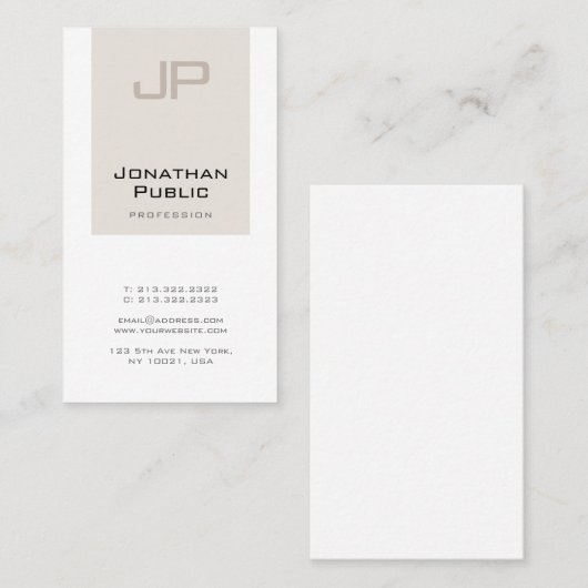 Trendy Creative Monogram Professional Sleek Plain Visitekaartje (Voorkant / Achterkant)