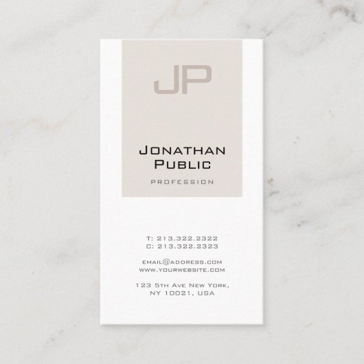 Trendy Creative Monogram Professional Sleek Plain Visitekaartje (Voorkant)