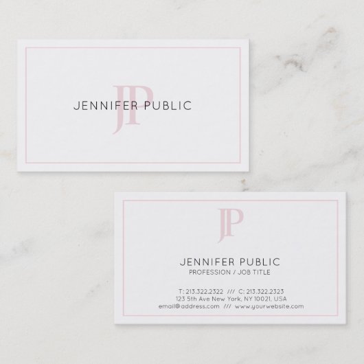 Trendy Creative Monogrammed Professional Plain Visitekaartje (Voorkant / Achterkant)